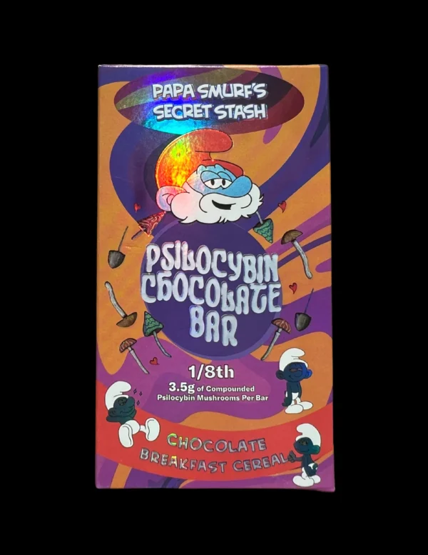 Papa Smurf's Secret Stash Psilocybin Chocolate Bar has 5 star reviews around the world. Each Bar contains 3.5 grams of compounded psilocybin shrooms in each chocolate bar, Psychedelic mushrooms are one of the oldest and safest traditional medicines in the world.